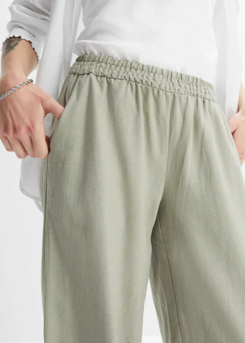 Pantalon palazzo en lin mélangé
