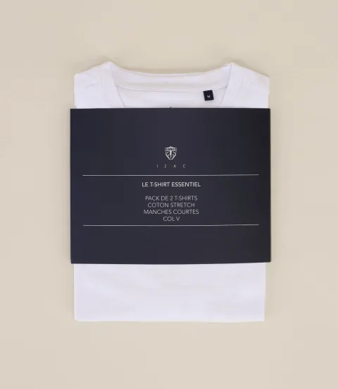 IZAC - Pack de 2 t-shirts col V blancs