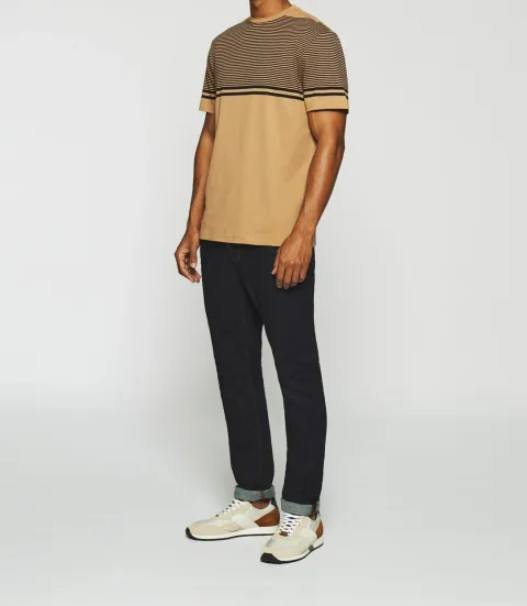 IZAC - T-shirt à rayures camel et marine GORDIE