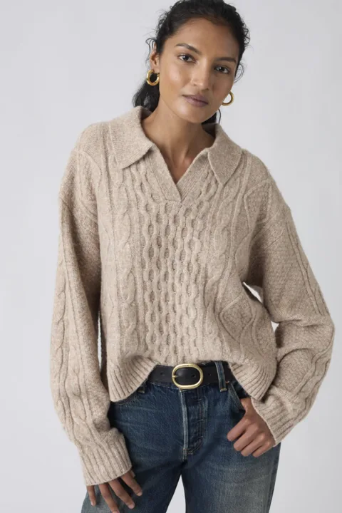 Levi's Pull Torsade Nova - Femme - Marron / Taupe Gray Heather Bros B2371 - XS