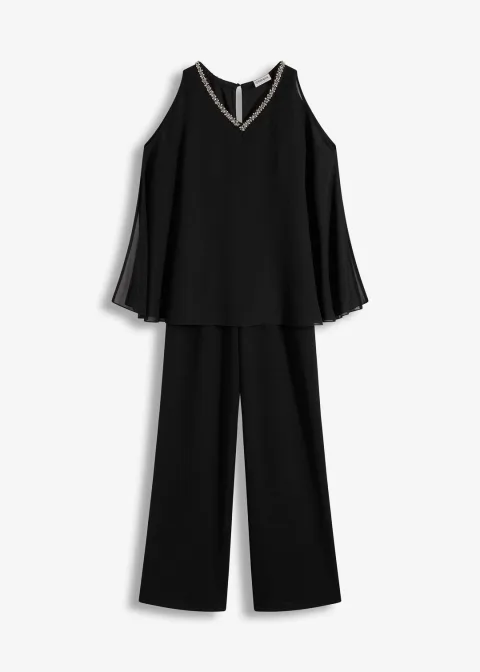 Combinaison avec haut drapé et strass