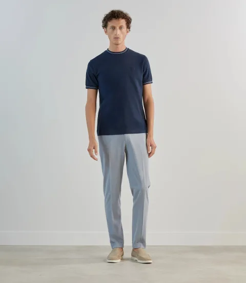IZAC - T-shirt en piqué à manches courtes marine