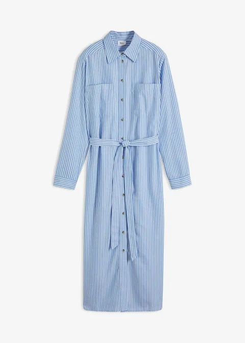 Robe-chemise rayée avec ceinture à nouer
