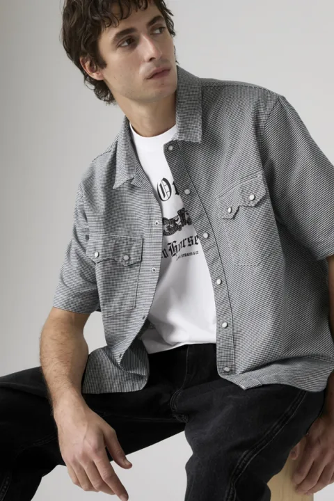 Levi's Chemise Western Manche Courte Boxy Lightweight - Homme - Blanc / Criss Cross - XL