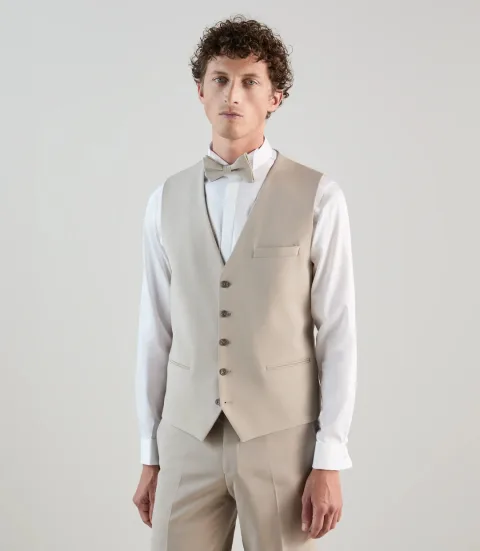 IZAC - Gilet ville en laine majoritaire beige