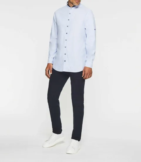 IZAC - Chemise casual blanche et marine JOSH