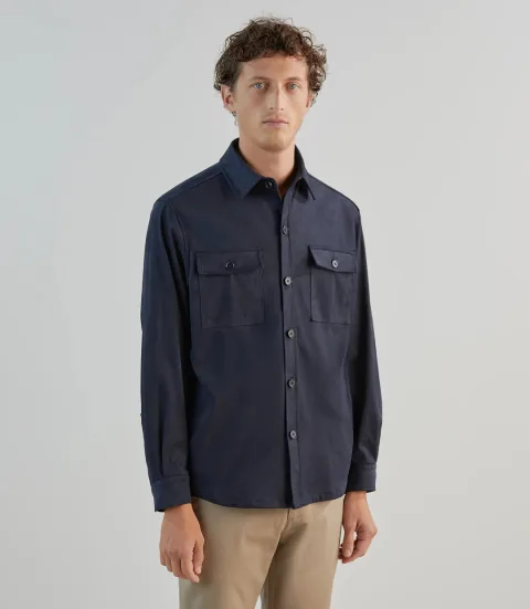 IZAC - Chemise casual en suède marine