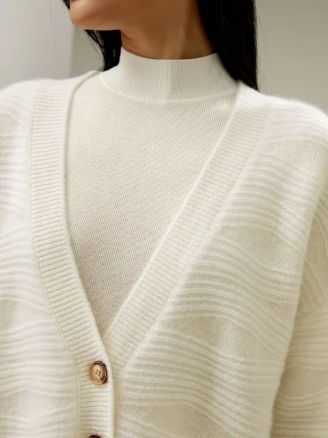 LILYSILK Cardigan À Épaules Tombantes Élégance Sans Effort Cachemire De Première Qualité Doux Pour La Peau Et Respirant Facile À Assortir Blanc Xl