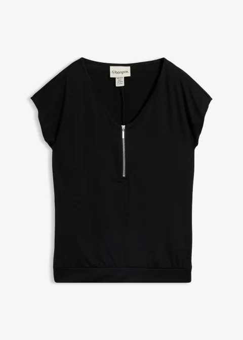 T-shirt avec zip, manches courtes