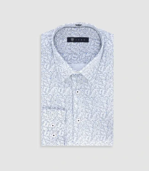 IZAC - Chemise slim à imprimé floral marine MARECKOUT