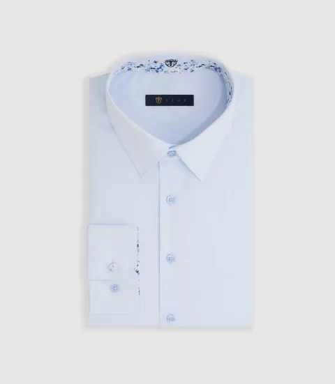 IZAC - Chemise unie avec fantaisie bleu ciel ''Macky''