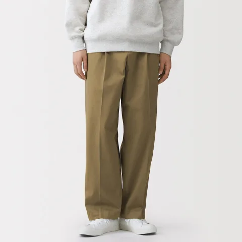 Pantalon Chino à pinces en coton stretch coupe wide homme