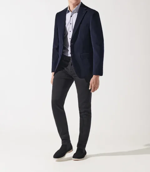 IZAC - Veste en velours armuré marine
