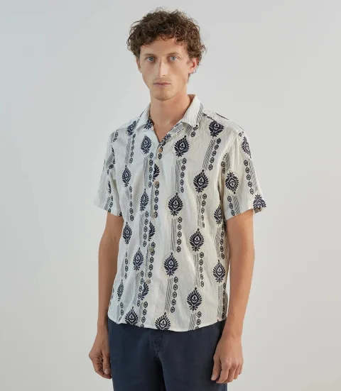 IZAC - Chemise brodée marine