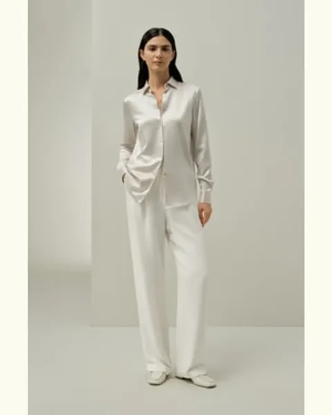 LILYSILK Chemise En Soie À Col Étalé Soie 100 % Luxueuse Sophistiqué Et Élégant Douceur Contre La Peau Gris Pâle Xs