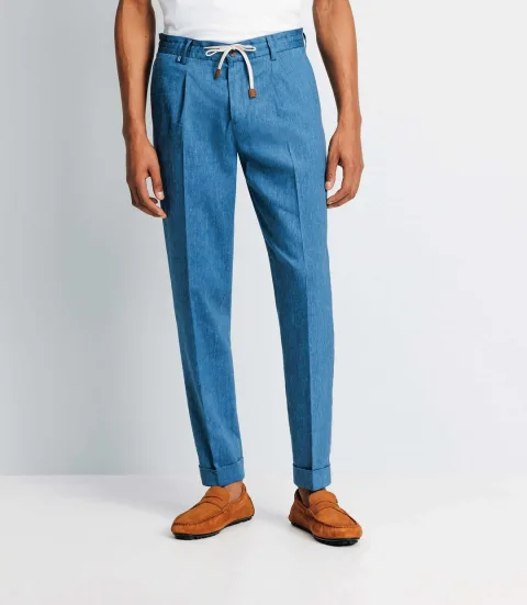 IZAC - Pantalon ville avec cordon bleu indigo