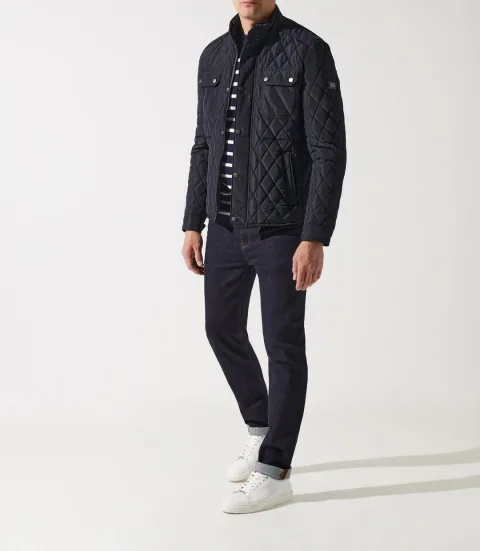 IZAC - Blouson surchemise à col montant matelassé marine MACEO