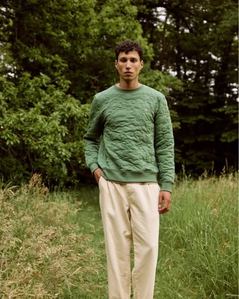 Sweat col rond vert sapin - BUSSY