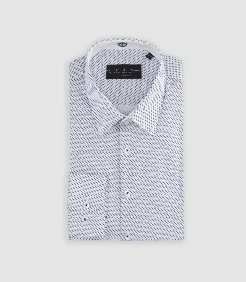 IZAC - Chemise slim à imprimé micro motifs bleu MATHIS