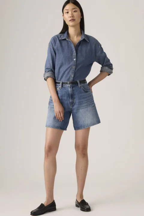 Levi's Short Baggy Taille Haute - Femme - Bleu / Far And Wide Short - 34