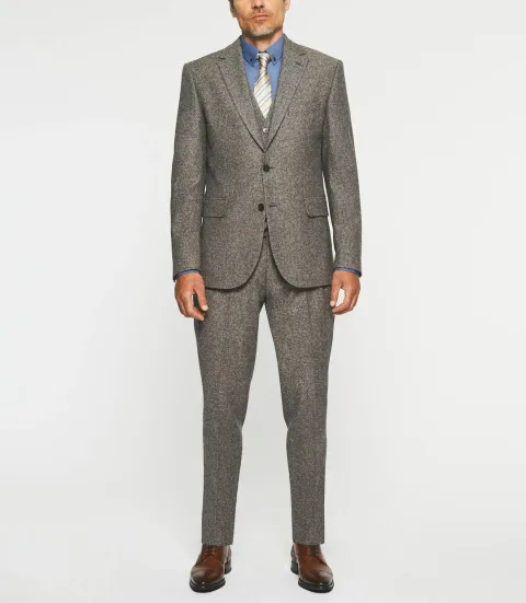 IZAC - Veste ville en tweed marron SABLE