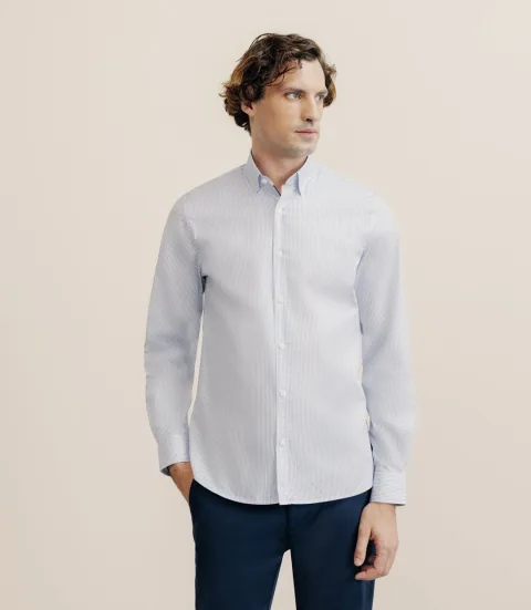 IZAC - Chemise 100% coton imprimée ciel