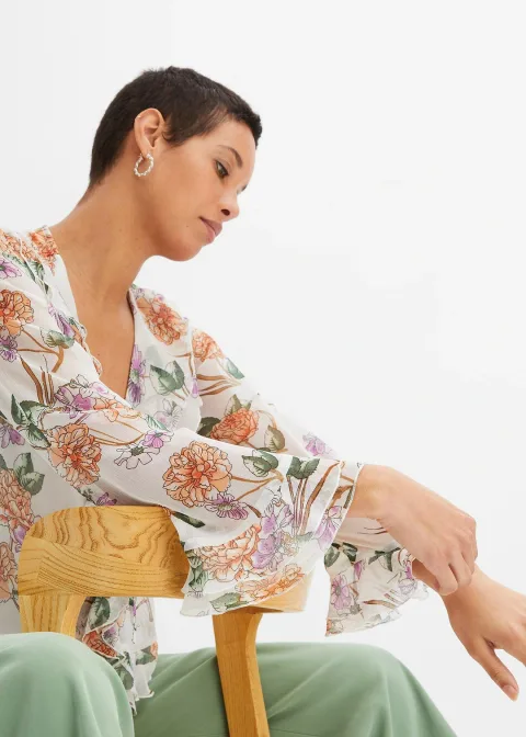 Blouse en mousseline à volants