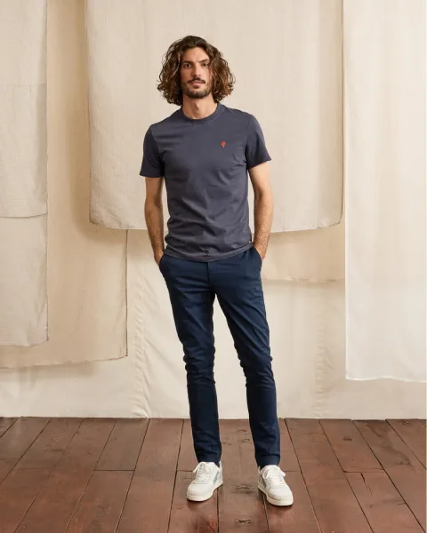 Chino bleu marine coton bio - BRIX
