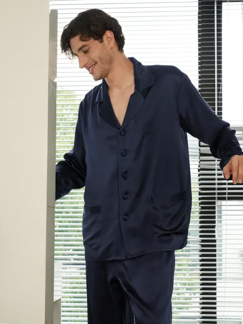 LILYSILK Pyjama Soie XXL Bleu Marine