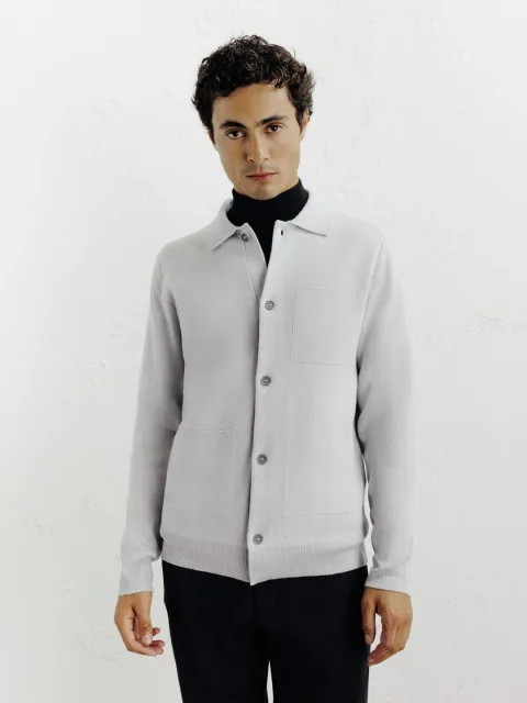 IZAC - Cardigan surchemise en maille gris chine