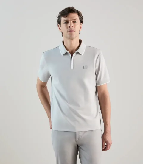 IZAC - Polo à col zippé gris perle