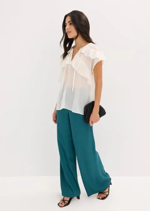 Blouse en crêpe à volants