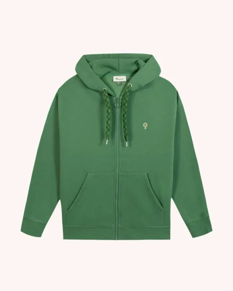 Sweat zippé à capuche vert sapin - MESNIL OS
