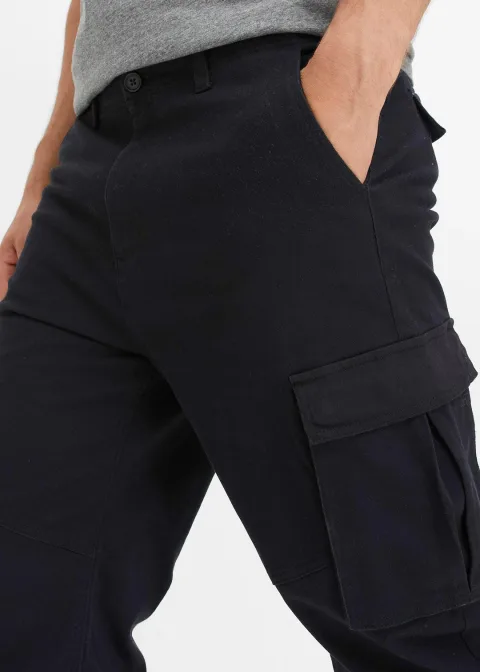Pantalon cargo loose en coton extensible et robuste