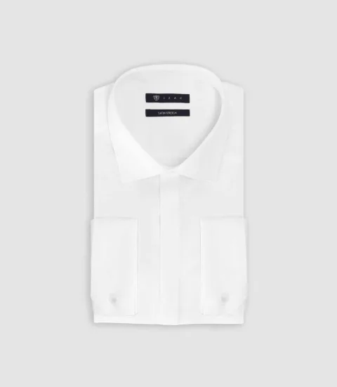 IZAC - Chemise avec boutons de manchette gravés blanche