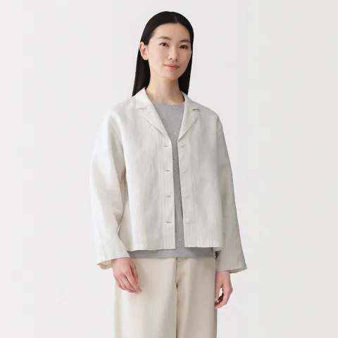 Veste chemise en lin lavé pour femme