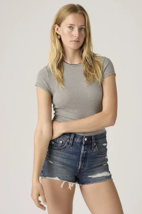 Levi's T Shirt Dry Goods - Femme - Noir / Patricia Check Anthracite Night - XS