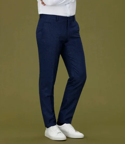 IZAC - Pantalon bleu en flanelle ''Nenvol''