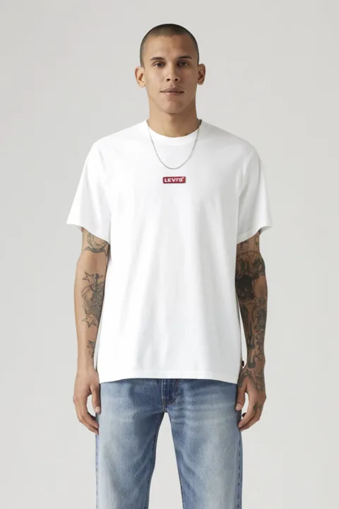 Levi's T Shirt Baby Tab Manche Courte Relaxed - Homme - Blanc / Bright White - 2XL