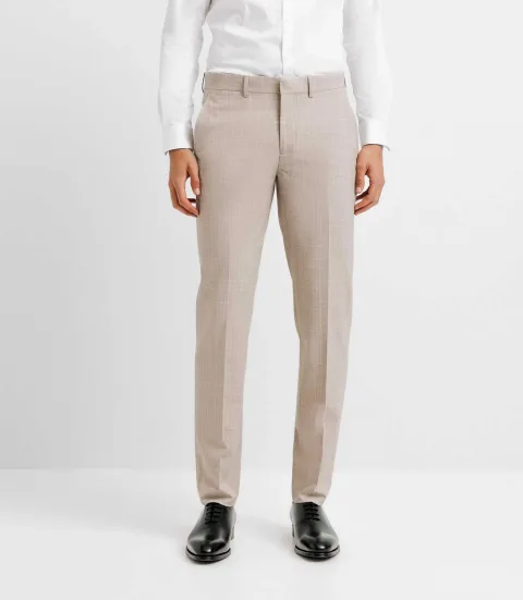 IZAC - Pantalon ville esprit prince de galles beige