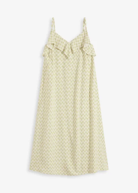 Robe midi à encolure volantée
