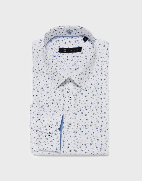 IZAC - Chemise coton blanc imprimé