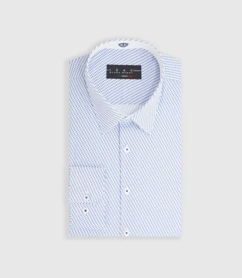 IZAC - Chemise imprimée de micro motifs bleu ''Mathis''