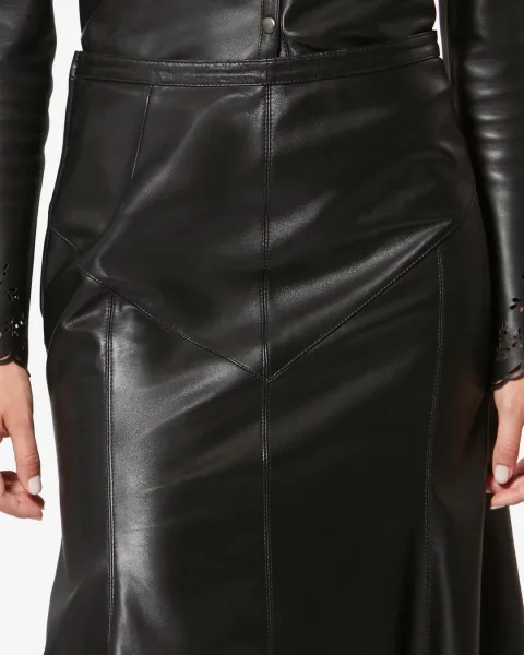 Jupe Nisia En Cuir - Femme - Noir - Taille 40