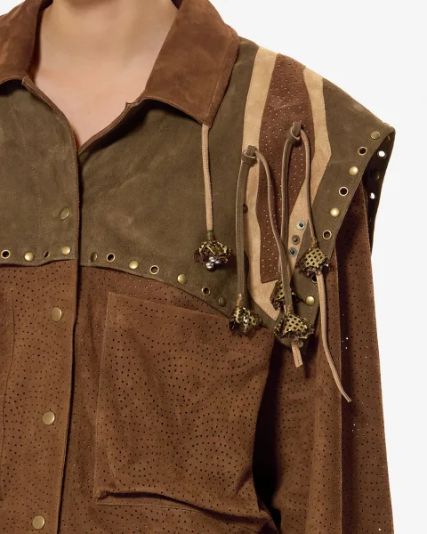 Veste En Cuir Kayae - Femme - Bronze - Taille 38
