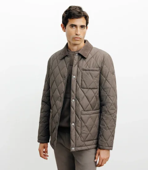 IZAC - Blouson col chemise taupe