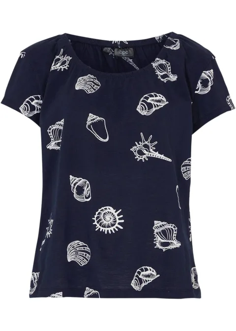 T-shirt imprimé à col rond en coton