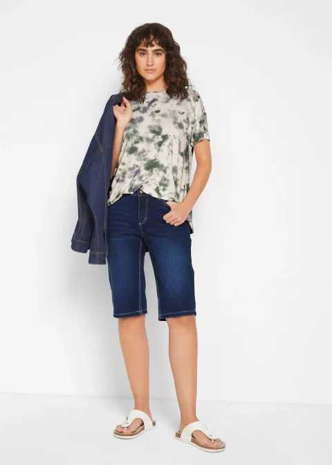 Bermuda en jean extensible, taille mi-haute