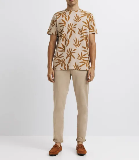 IZAC - T-shirt à fleurs beige