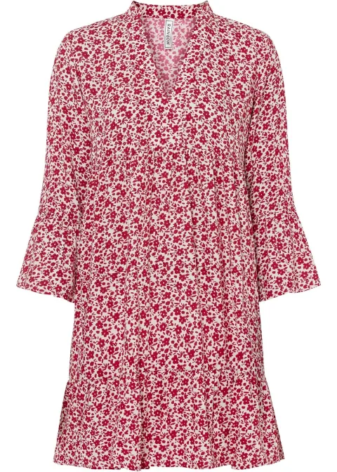 Robe courte à volants en viscose